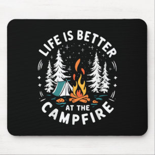 Tapis De Souris La vie est meilleure au feu de camp drôle de campi