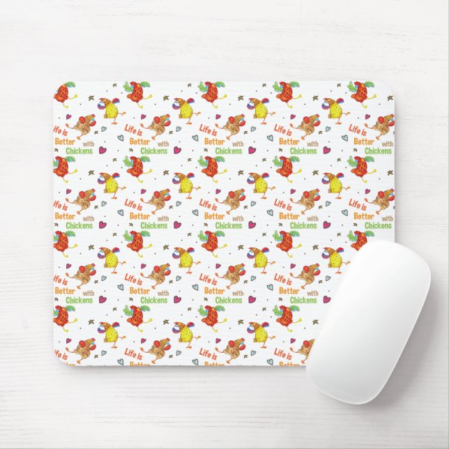 Tapis De Souris La vie est meilleure avec l'aquarelle de poulet (Avec souris)
