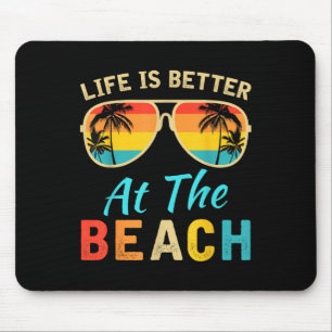Tapis De Souris La Vie Est Mieux À La Plage Rétro Palmiers Summe