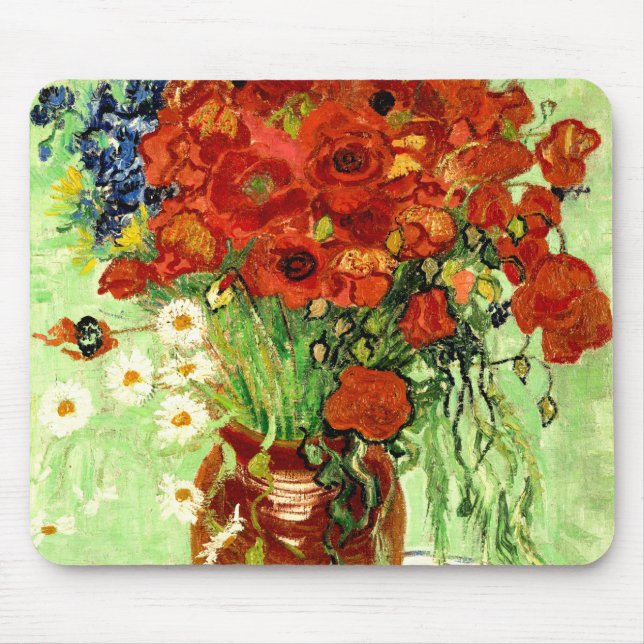 Tapis De Souris La vie, vase avec des marguerites et pavots (Devant)