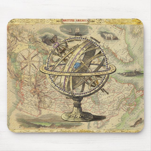 Tapis De Souris La vieille Amérique britannique Explorez la carte  (Devant)