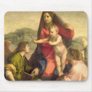 Tapis De Souris La Vierge et l'enfant avec un saint et un ange, C.