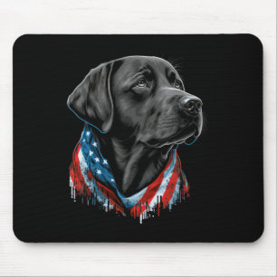 Tapis De Souris Labrador américain noir patriotique Usa 4 juillet