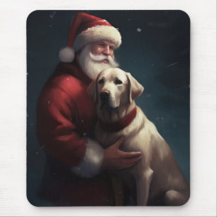 Tapis De Souris Labrador avec le Père Noël Festif Noël