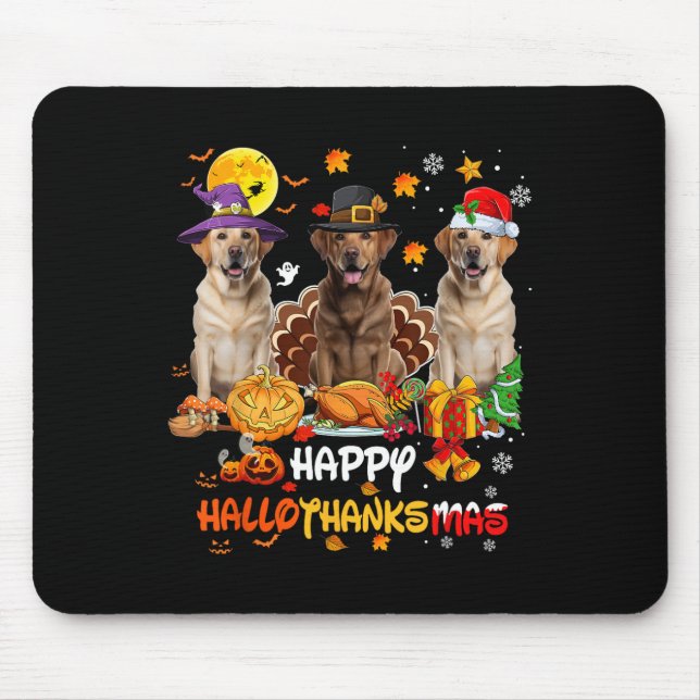 Tapis De Souris Labrador Chien Halloween Joyeux Thanksgiving Joyeu (Devant)