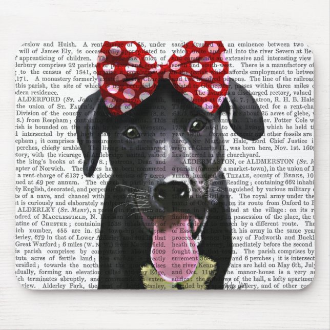 Tapis De Souris Labrador Noir Avec Bois Rouge Sur La Tête (Devant)