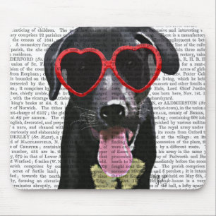 Tapis De Souris Labrador noir avec des lunettes de soleil de coeur