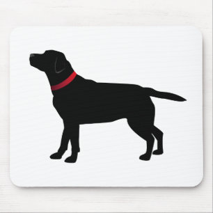 Tapis De Souris Labrador noir avec le collier rouge