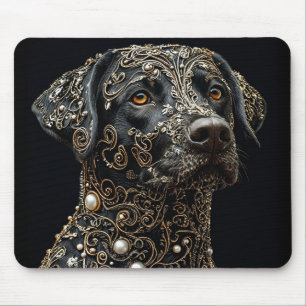 Tapis De Souris Labrador Noir avec or et perle complexes