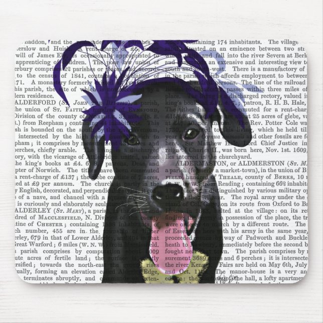 Tapis De Souris Labrador Noir avec ventilateur bleu (Devant)