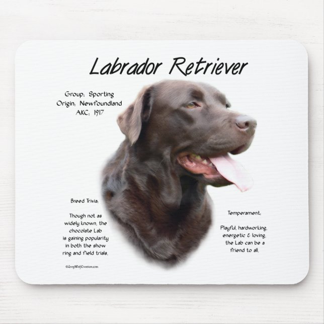 Tapis De Souris Labrador Retriever (chocolat) Histoire Conception (Devant)