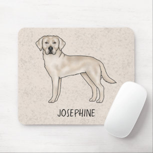 Tapis De Souris Labrador Retriever Lab couleur crème avec nom pers