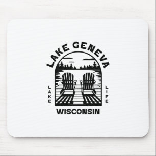 Tapis De Souris Lac Genève Wisconsin Extérieur Vintage 3