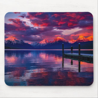 Tapis De Souris Lac McDonald, Parc national des Glaciers ciel roug