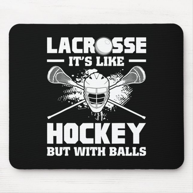 Tapis De Souris Lacrosse It's Like Hockey But With Funny Player  (Devant)