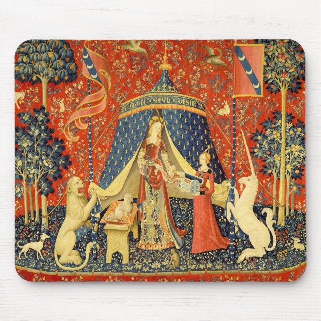 Tapis De Souris Lady et l'art de la Tapisserie médiévale Unicorn (Devant)