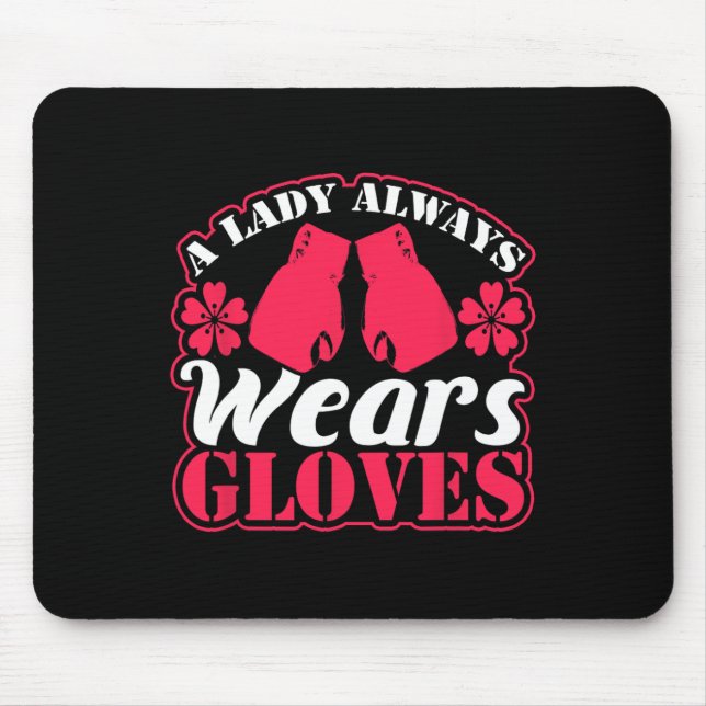Tapis De Souris Lady Porte Des Gants De Boxe Lutter Gymnase Femmes (Devant)