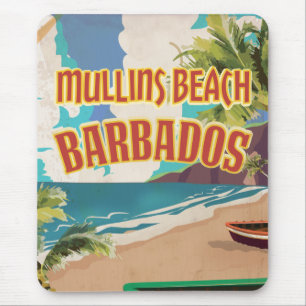 Tapis De Souris L'affiche de voyage de Mullins Beach Bay Barbados.