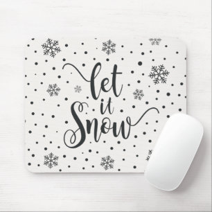 Tapis De Souris Laisser neiger Noël Calligraphie   Mousepad