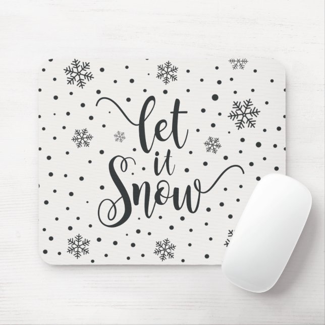 Tapis De Souris Laisser neiger Noël Calligraphie | Mousepad (Avec souris)