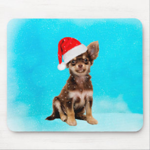 Tapis De Souris Laisser neiger Noël Chihuahua Chig porter le Casqu