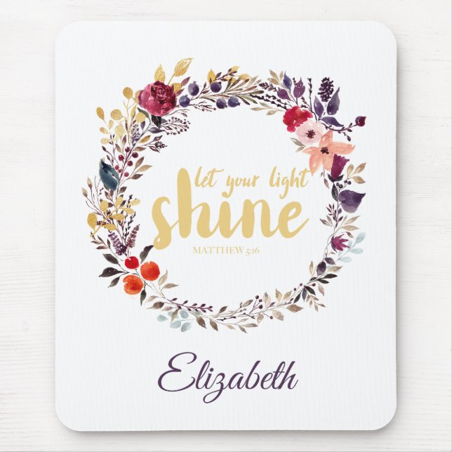 Tapis De Souris Laissez Votre Écriture Brillante Florale (Devant)