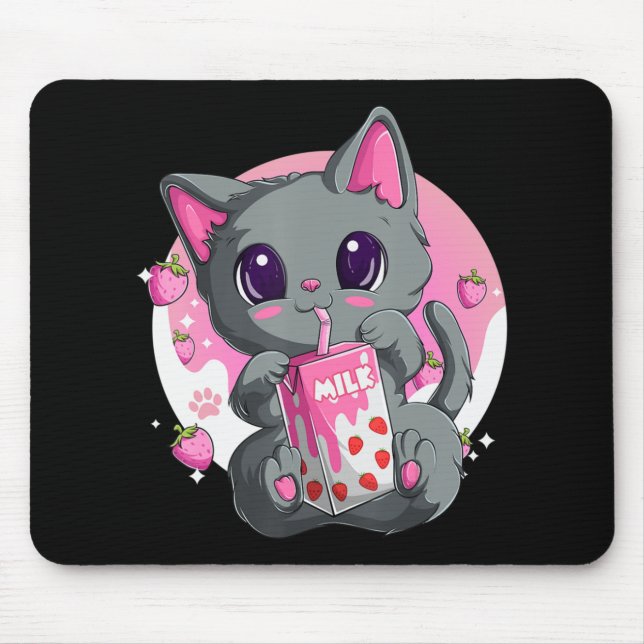 Tapis De Souris Lait De Fraise Pour Femmes Filles Kawaii Anime Cha (Devant)