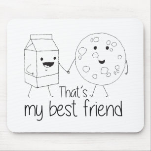 Tapis De Souris Lait et biscuits Meilleurs amis BFF Friendship Art