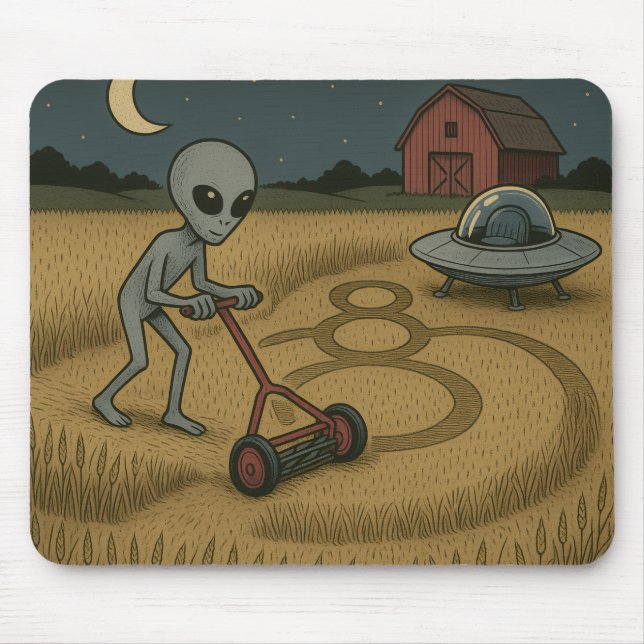 Tapis De Souris L'Alien Fête Les Cercles Cultivants Science Fictio (Devant)
