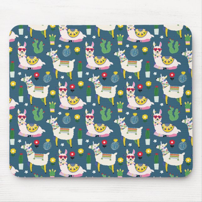 Tapis De Souris Lamas dans le motif de lunettes de soleil (Devant)