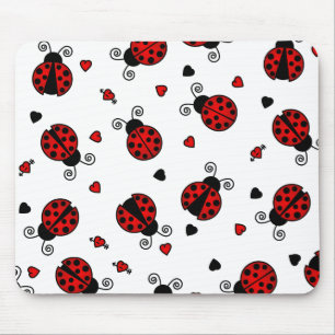 Tapis De Souris L'amour branche les coccinelles rouges