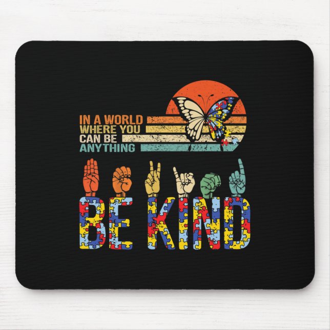 Tapis De Souris Langue des signes à la main Asl Puzzle Autisme Pri (Devant)