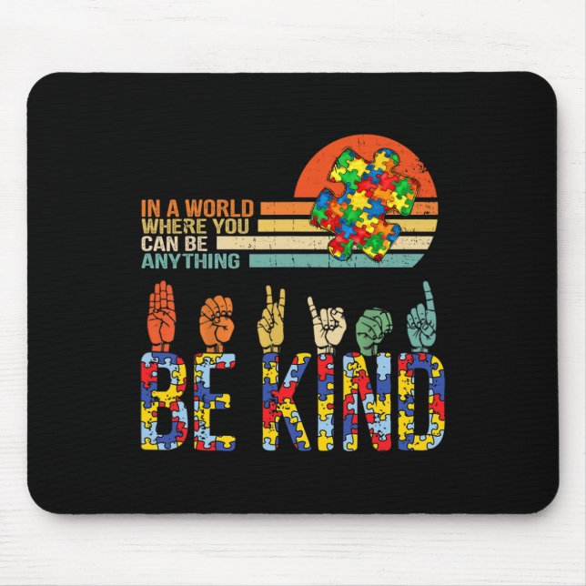 Tapis De Souris Langue des signes à la main Asl Puzzle Autisme Pri (Devant)
