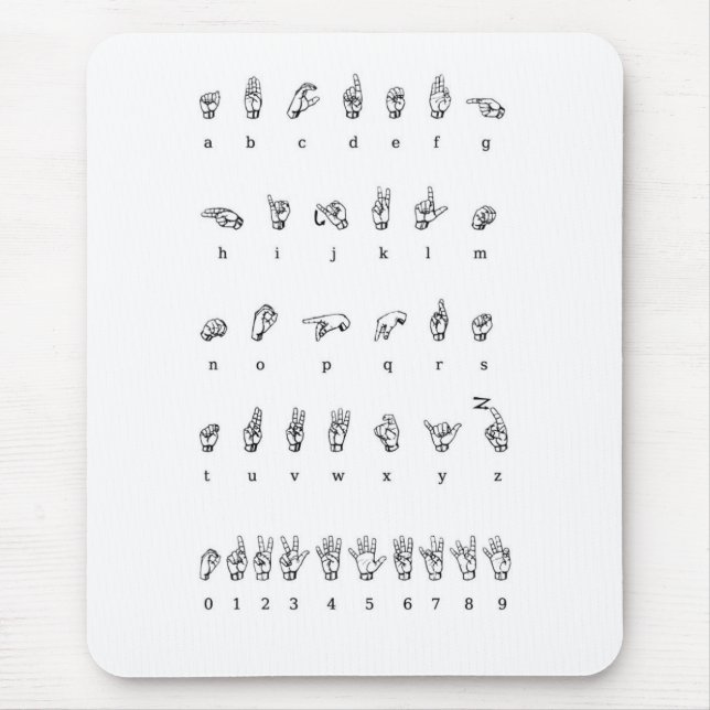 Tapis De Souris Langue des signes américaine (ASL) (Devant)