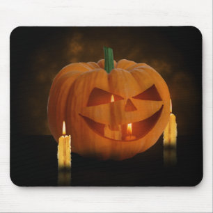 Tapis De Souris Lanterne Citrouille d'Halloween avec bougies