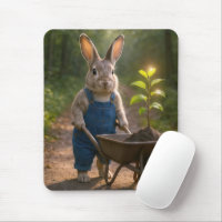 Lapin avec un agrafage d'arbre dans une brouette