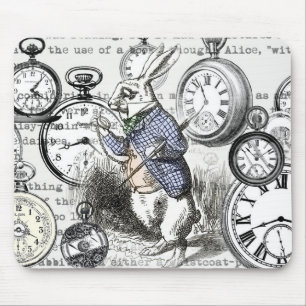 Tapis De Souris Lapin Blanc Alice au Pays des Merveilles Horloges