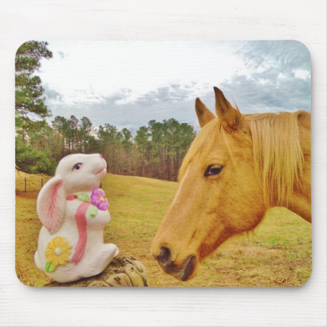 Tapis De Souris Lapin blanc et Cheval jaune (Devant)