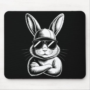 Tapis De Souris Lapin Cool Visage Avec Lunettes De Soleil Fête De