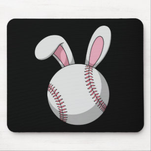 Tapis De Souris Lapin de baseball de Pâques aux oreilles de lapin 