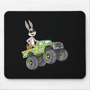 Tapis De Souris Lapin de Pâques conduisant un camion monstre amusa
