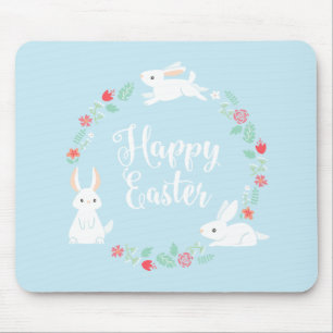 Tapis De Souris Lapin de Pâques floral élégant   Mousepad