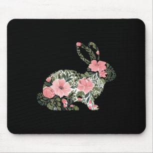 Tapis De Souris Lapin de Pâques Floral Printemps Rabbit mignonne B