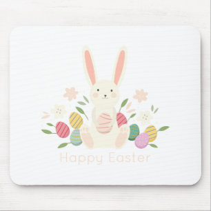 Tapis De Souris Lapin de Pâques floral simple   Mousepad