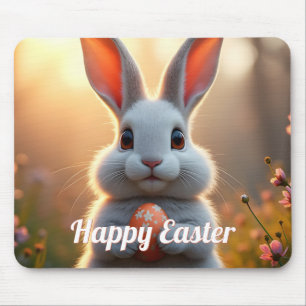 Tapis De Souris Lapin de Pâques heureux dans la magie du printemps