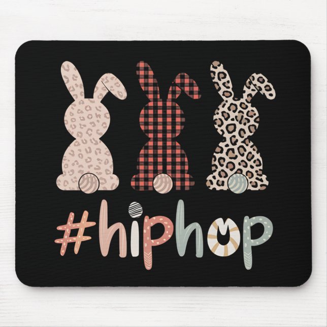 Tapis De Souris Lapin de Pâques Hip Hop Printemps Mignon (Devant)