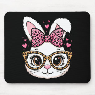 Tapis De Souris Lapin de Pâques mignon visage lunettes de soleil a