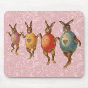 Tapis De Souris Lapin de Pâques Œufs Dansants