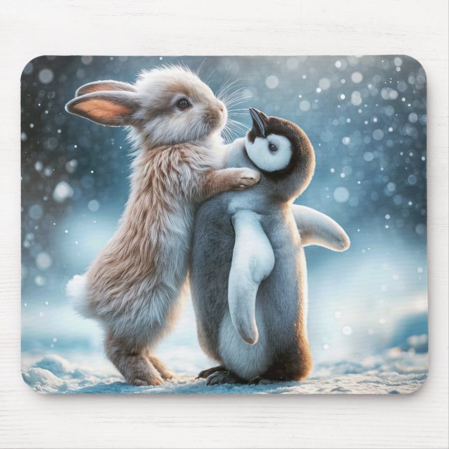 Tapis De Souris Lapin Enfoncé un pingouin (Devant)