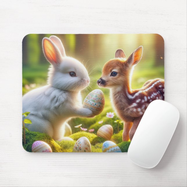 Tapis De Souris Lapin et Pauvreté avec oeufs de Pâques (Avec souris)